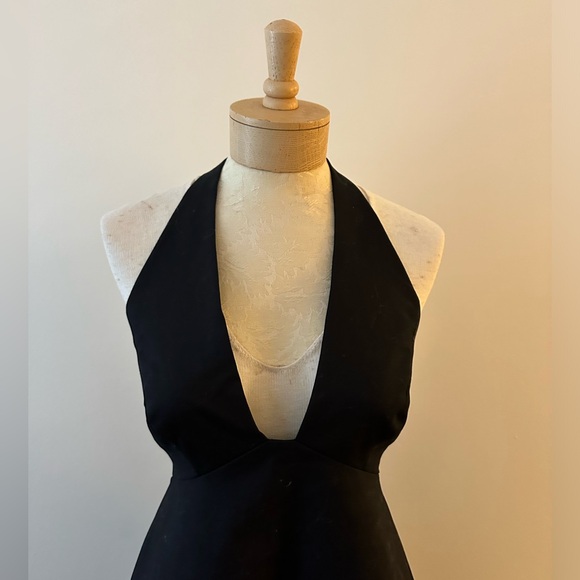 HALSTON Black Halter Dress 4 - Picture 2 of 9
